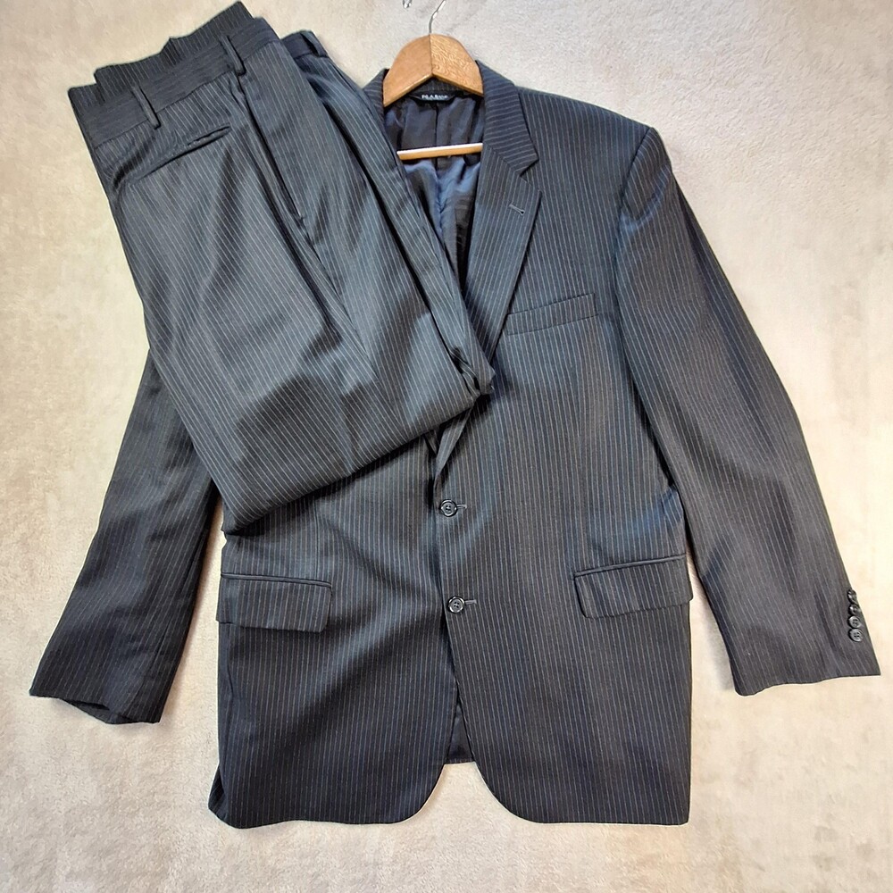 Jos A Bank Suit Mens 46 Long Blue Pinstripe Wool Two Piece Single Vented Classic
